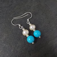 Vintage Blue & White Pearl Turquoise Earrings