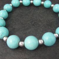 Destash Lot of 3 Howlite Turquoise Stretch Bead Bracelets