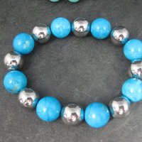Destash Lot of 3 Howlite Turquoise Stretch Bead Bracelets