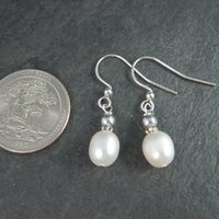 Simple Silver Plated Pearl Earrings