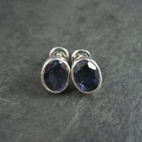 Vintage Sterling Iolite Stud Earrings