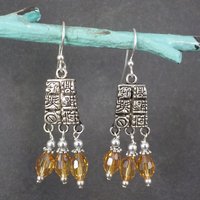 Vintage Tribal Mayan Crystal Earrings