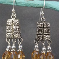 Vintage Tribal Mayan Crystal Earrings