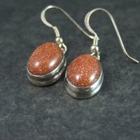 Estate Sterling Goldstone Earrings