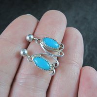 Dainty Southwestern Estate Sterling Turquoise Earrings