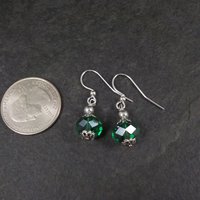 Silver Plated Green Crystal Earrings