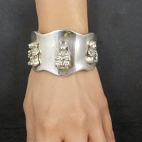 Sterling Storyteller Cuff Bracelet 6.5 Inches Acoma Pueblo Tony B Chino