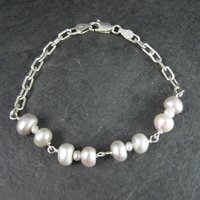 Estate Sterling Pearl Bracelet 7 Inches
