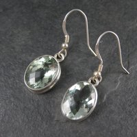 Estate Sterling Green Amethyst Earrings