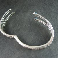 Estate Sterling Turquoise Clamper Bangle Bracelet 6.75 Inches