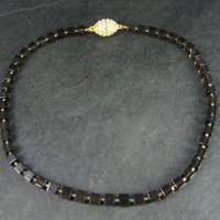 Estate Gold Filled Smoky Quartz Necklace 18.5 Inches Magnetic Clasp