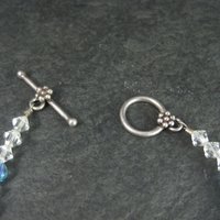 Sterling Crystal Blue Art Glass Toggle Bracelet 7.25"