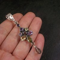 Long Estate Sterling Gemstone Pendant