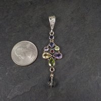 Long Estate Sterling Gemstone Pendant