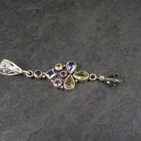 Long Estate Sterling Gemstone Pendant