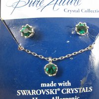 Estate May Birthstone Crystal Earrings Necklace Jewelry Set Pure Allure Crystal Collections