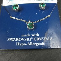 Estate May Birthstone Crystal Earrings Necklace Jewelry Set Pure Allure Crystal Collections