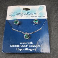 Estate May Birthstone Crystal Earrings Necklace Jewelry Set Pure Allure Crystal Collections