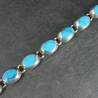 Mexican Sterling Faux Turquoise Bracelet 7.5 Inches