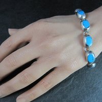 Mexican Sterling Faux Turquoise Bracelet 7.5 Inches