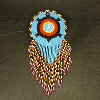 Beaded Turtle Hair Clip Barrette Regalia 7" Vintage Native Pow Wow