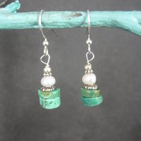 Simple Turquoise and Pearl Earrings