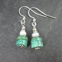 Simple Turquoise and Pearl Earrings