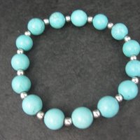 Destash Lot of 3 Howlite Turquoise Stretch Bead Bracelets