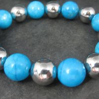 Destash Lot of 3 Howlite Turquoise Stretch Bead Bracelets