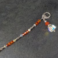 Sterling Orange Crystal Toggle Bracelet 7.25 Inches