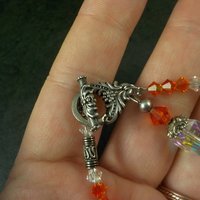 Sterling Orange Crystal Toggle Bracelet 7.25 Inches