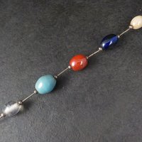 Vintage Sterling Liquid Silver Ceramic Bead Bracelet