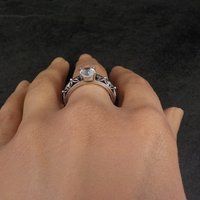 Vintage Sterling Filigree Cz Solitaire Ring Size 8