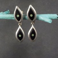 Vintage Mexican Sterling Inlay Screw Back Earrings Garcia