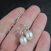 Simple Silver Plated Pearl Earrings
