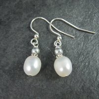 Simple Silver Plated Pearl Earrings