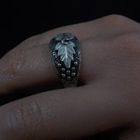 Mens Black Hills Silver Leaf Ring 90s New Old Stock Multiple Sizes Available