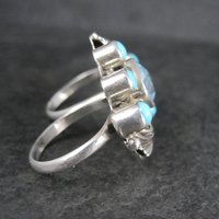 Southwestern Sterling Topaz Turquoise Two Finger Ring Sizes 9 and 8.5