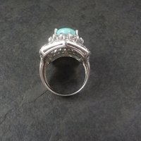 Vintage Sterling Turquoise White Topaz Ring Size 6