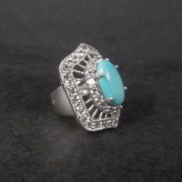 Vintage Sterling Turquoise White Topaz Ring Size 6
