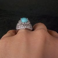 Vintage Sterling Turquoise White Topaz Ring Size 6