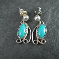 Dainty Southwestern Estate Sterling Turquoise Earrings
