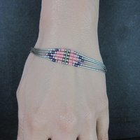 Southwestern Liquid Silver Sugilite Rhodochrosite Bracelet 7 Inches