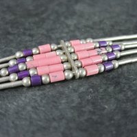 Southwestern Liquid Silver Sugilite Rhodochrosite Bracelet 7 Inches
