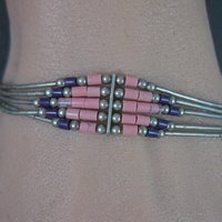 Southwestern Liquid Silver Sugilite Rhodochrosite Bracelet 7 Inches