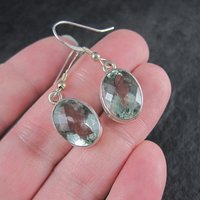 Estate Sterling Green Amethyst Earrings