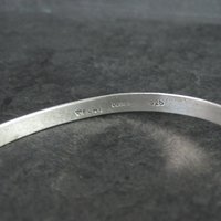Vintage Mexican Sterling Malachite Bangle Bracelet 7.5 Inches