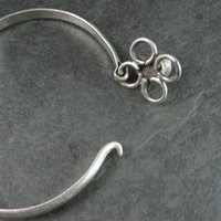Vintage Mexican Sterling Malachite Bangle Bracelet 7.5 Inches