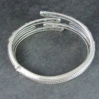 Estate Sterling Turquoise Clamper Bangle Bracelet 6.75 Inches