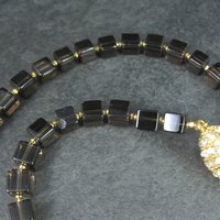Estate Gold Filled Smoky Quartz Necklace 18.5 Inches Magnetic Clasp